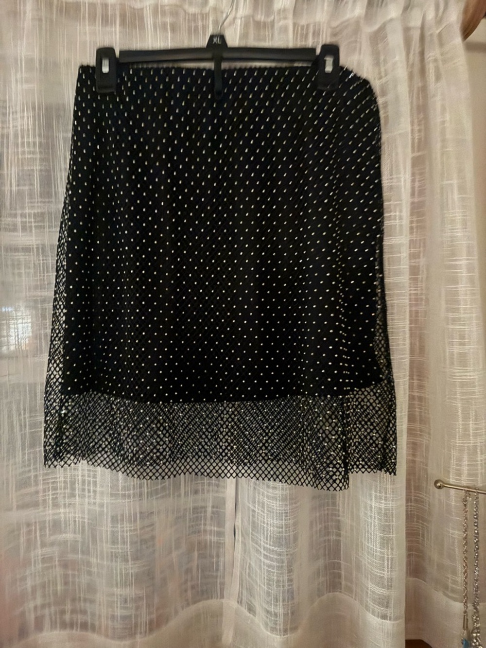 Black Beaded Mesh Skirt